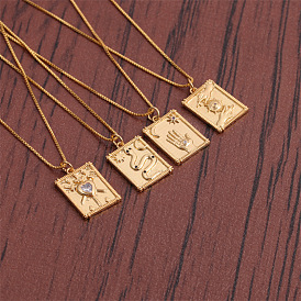 Chic Minimalist Square Pendant Collarbone Necklace for Women - Love Palm Design