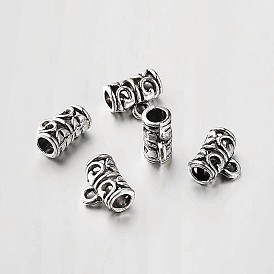 Тибетский стиль сплава полые трубы под залог бусины трубы под залог, петля под залог, 9x11x6 мм, отверстие : 2 мм, внутренний диаметр: 4 мм