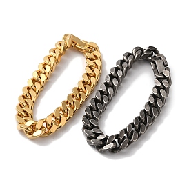 PVD Vacuum Plating 201 Stainless Steel Cuban Link Chain Bracelets for Women Men