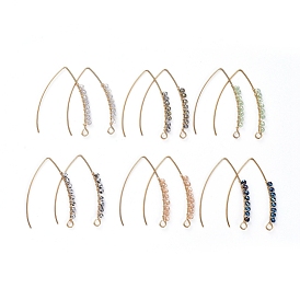 Dangle Earrings, with Faceted Rondelle Glass Beads, 304 Stainless Steel Earring Hooks and Copper Wire