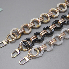 Octagonal Resin Bag Handles, with Iron Clasp, for Bag Straps Replacement Accessories, Light Gold