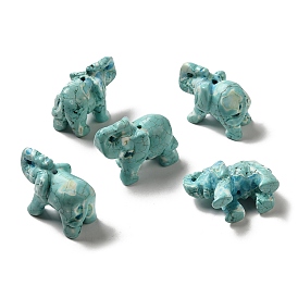 Natural Howlite Carved Elephant Beads, Dyed & Heated