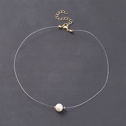 Natural Pearl Pendant Necklace with Nylon Wire for Women