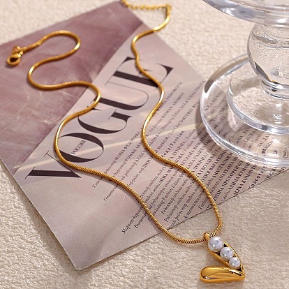 304 ожерелья с подвеской в виде сердца из нержавеющей стали и стеклянного жемчуга для женщин, белые