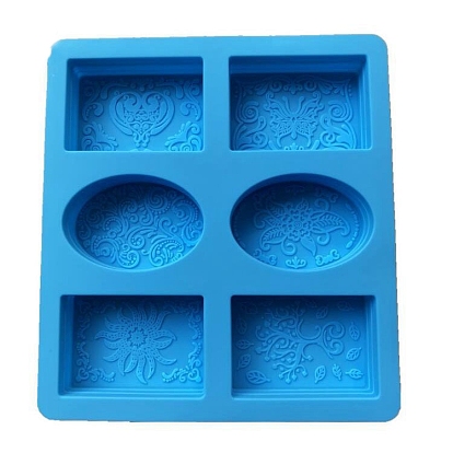 DIY Soap Silicone Molds, for Handmade Soap Making, Rectangle & Oval with Flower Pattern