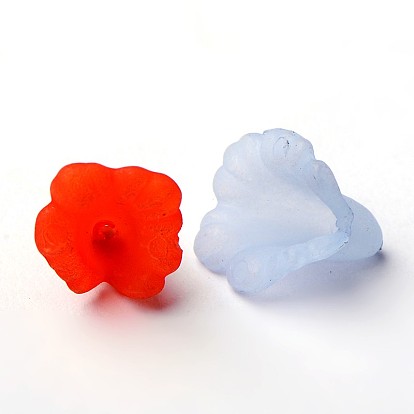 Transparent Acrylic Beads, Frosted, Flower, Dyed, 12x12x1.8mm, Hole: 1.5mm, about 1900pcs/500g