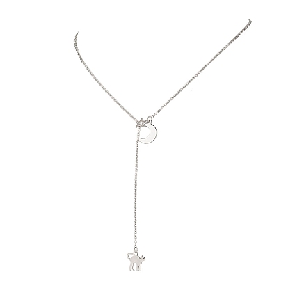 304 из нержавеющей стали ожерелья Lariat, цвет нержавеющей стали, не тускнеет