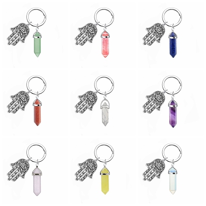 Брелки-пули из натуральных драгоценных камней, с подвеской из сплава рука хамса/рука Мириам, для украшения сумки, ювелирных изделий, подарка