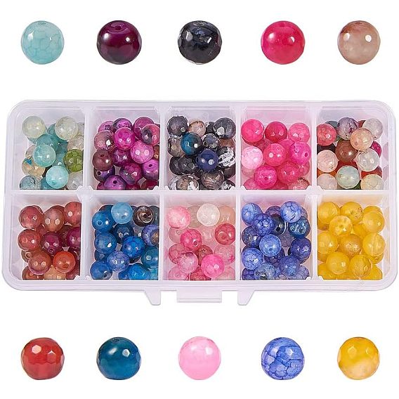 Окрашенные естественный агат граненый круглые бусины