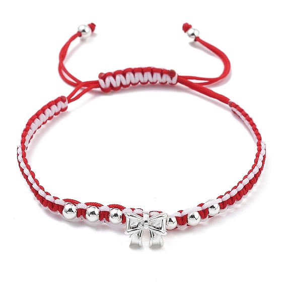 Двухцветные браслеты из бисера, сплетенные из нейлоновой нити, с латунными подвесками-бантиками