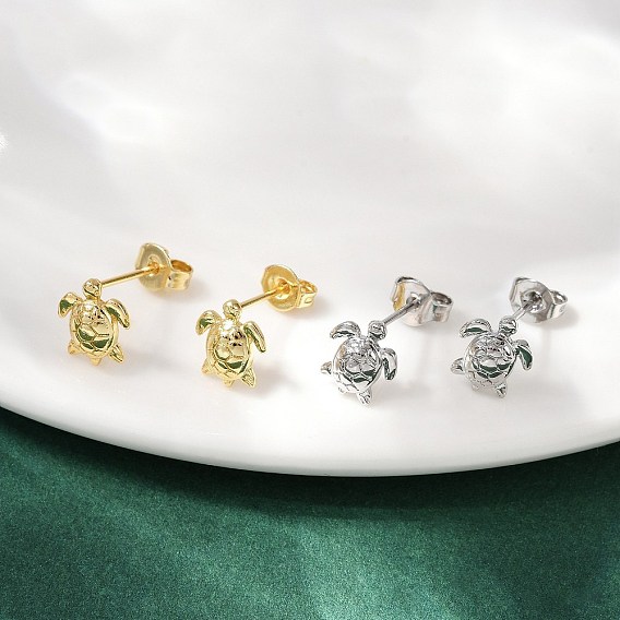 Латунь серьги, черепаха