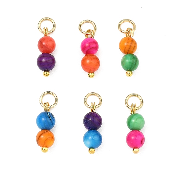 Окрашенные оболочки подвески естественных пресноводных, золотые, круглые подвески из бисера