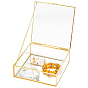 Vitrinas organizadoras de joyería de cristal transparente con marco metálico, dorado