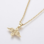 304 Stainless Steel Chain Necklaces, with Brass Micro Pave Cubic Zirconia Pendants, Wing