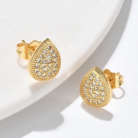 Серьги-гвоздики из латунного микро-паве, долговечный, реальный 18 k позолоченный