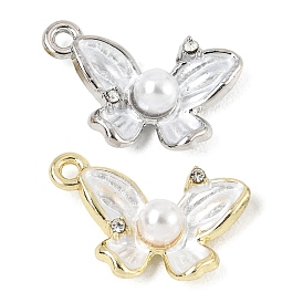 Spray Painted Alloy Pendants, with ABS Plastic Pearl & Crystal Rhinestone, Butterfly Charms, Rack Plating, Cadmium Free & Lead Free