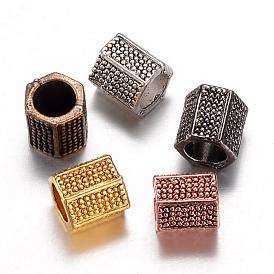 Alloy European Beads, Large Hole Beads, Hexagonal Prism