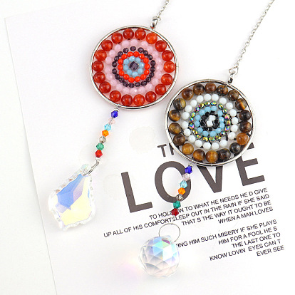 Crystals Pendants Decoration, with Gemstone Beads, for Home, Garden Decoration