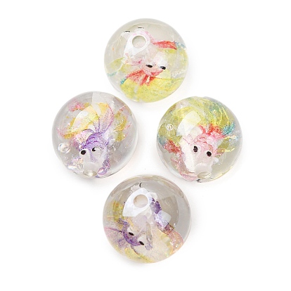 Прозрачный бисер cmолой, блеск бисера, круглый с осьминогом