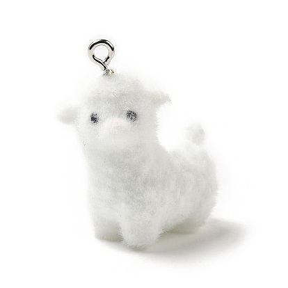 Кулоны из флокированной смолы, овца, с железной платиной петлей