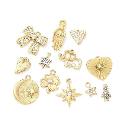 304 подвески из нержавеющей стали, с кристально горный хрусталь, золотые