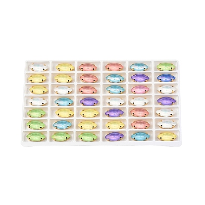 Aurora(jm) пришиваем горный хрусталь, граненый стеклянный горный хрусталь, многожильных ссылки, с латунной оправой золотистого цвета, лошадиный глаз 