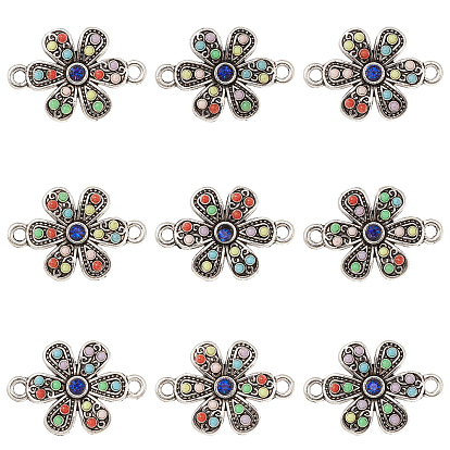 10Шармы из сплава шт., с сапфировыми стразами и разноцветными бусинами, цветок ссылки