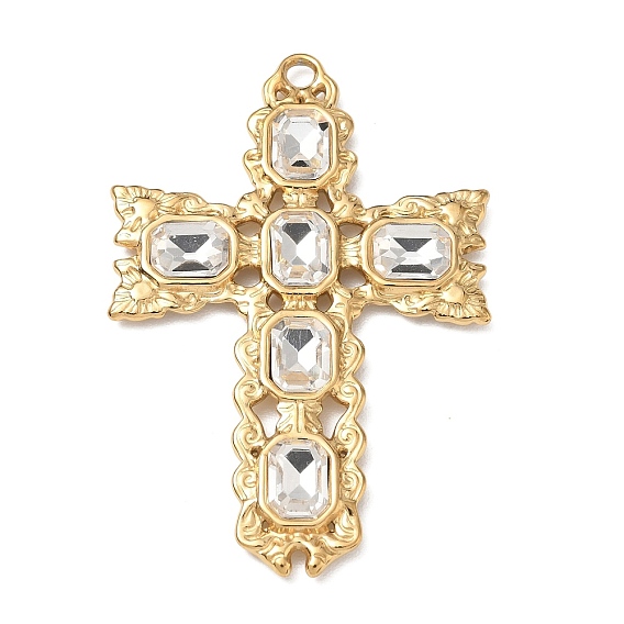 304 Edelstahl Strass große Anhänger, Quer Charme
