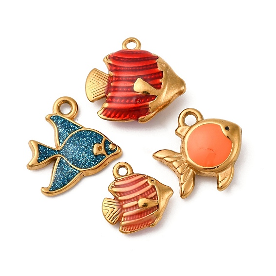 304 нержавеющей стальной эмали подвески, очарование рыбы, золотые
