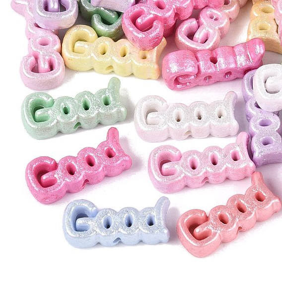 Непрозрачные акриловые бусины, окрашенные распылением, текстурированное слово хорошее