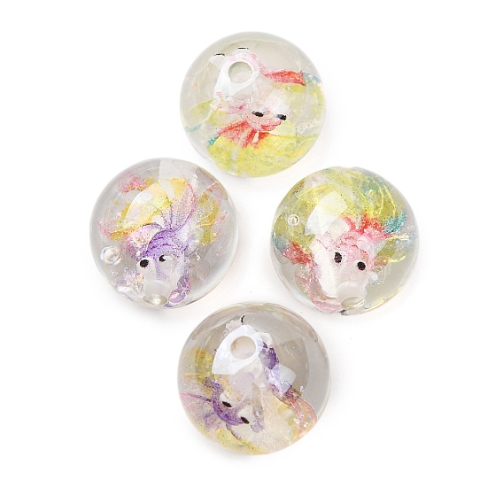 Прозрачный бисер cmолой, блеск бисера, круглый с осьминогом