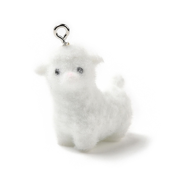 Кулоны из флокированной смолы, овца, с железной платиной петлей