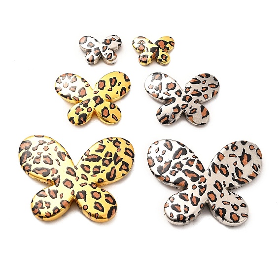 Гальванопокрытие и распыление окрашенных акриловых бусин, бабочка с леопардовым принтом