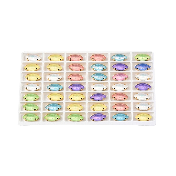 Aurora(jm) пришиваем горный хрусталь, граненый стеклянный горный хрусталь, многожильных ссылки, с латунной оправой золотистого цвета, лошадиный глаз 