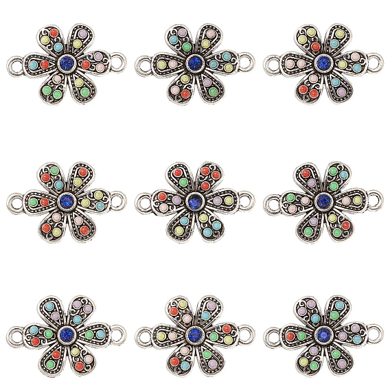 10Шармы из сплава шт., с сапфировыми стразами и разноцветными бусинами, цветок ссылки