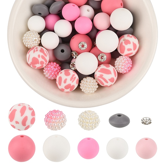 DIY Jewelry Making Kit, Including Imitation Pearl Acrylic & Silicone Beads