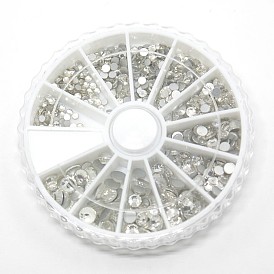 1 коробка одежды аксессуары стекла плоской задней горный хрусталь, класс А, с покрытием на задной стороне, граненый круглый половины, 2~5x1~2 мм