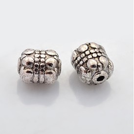 Tibetan Style Alloy Beads, Cadmium Free & Lead Free, Oval, about 6.5mm in diameter, 8mm long, hole: 1mm