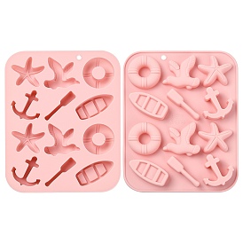 6 силиконовые формы разных форм, формочки для помадки на тему океана