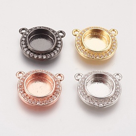 Латунные микро-плиты кубического циркония подвеска кабошон настройки, чашки безель с краями, плоские круглые прелести