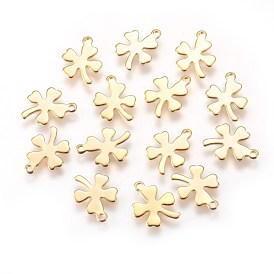 304 Stainless Steel Charms, Four Leaf Clover