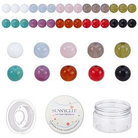 SUNNYCLUE 200Pcs 10 Colors Imitation Gemstone Acrylic Beads for DIY Bracelets Making Kits, with 1Roll Beading Elastic Thread