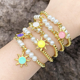 Multi-color Oil Drip Sun Bracelet for Girls and Students, Best Friends Gift