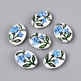 Фарфоровые бусины ручной работы, пастельный фарфор, овальный и цветок