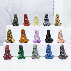 Natural Gemstone Sculpture Display Decorations, for Home Office Desk, Goddess Gaia