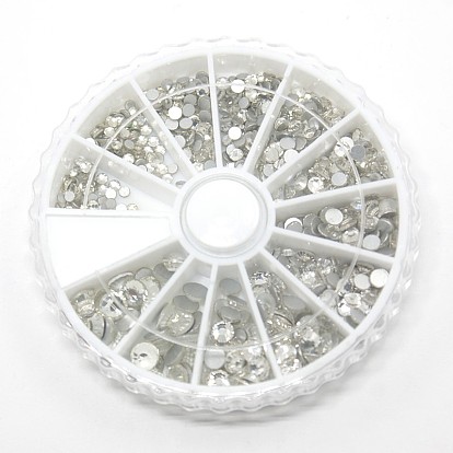 1 коробка одежды аксессуары стекла плоской задней горный хрусталь, класс А, с покрытием на задной стороне, граненый круглый половины, 2~5x1~2 мм