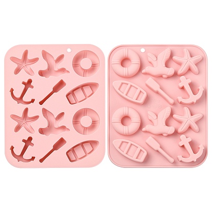 6 силиконовые формы разных форм, формочки для помадки на тему океана