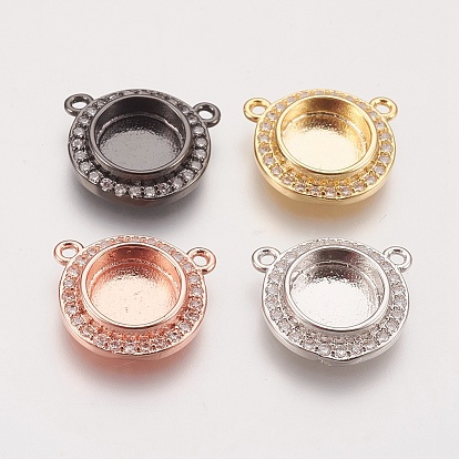 Латунные микро-плиты кубического циркония подвеска кабошон настройки, чашки безель с краями, плоские круглые прелести