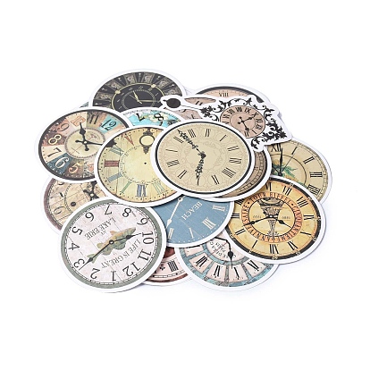 50Pcs Retro Clock PVC Waterproof Cartoon Stickers Set, Adhesive Label Stickers, for Water Bottles, Laptop, Luggage, Cup, Computer, Mobile Phone, Skateboard, Guitar