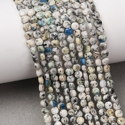 Brins de perles en pierre naturelle k 2, plat rond, facette